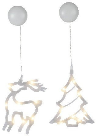 Светящееся украшение на присоске Олень и Елочка 19*16 см, 2 шт., 8 теплых LED ламп, Svetlitsa (809-12) 