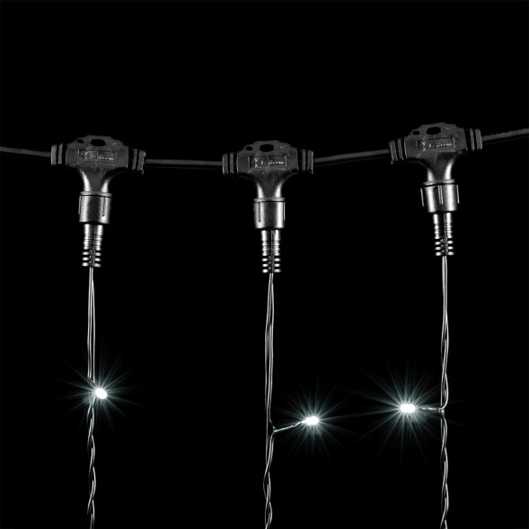 Светодиодный занавес 1*6 м., 600 белых LED ламп, черный провод ПВХ, LTC (PCL601-11-2W) 