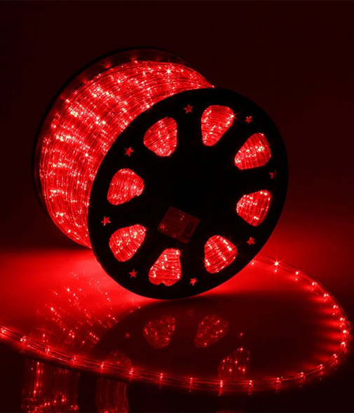 Дюралайт круглый направленный диаметр 13 мм., 220V., красные LED лампы, бухта 100 м., Laitcom (F3-R2-220V-R) 