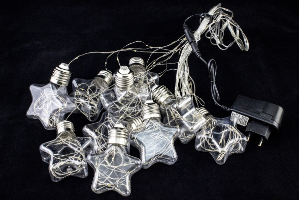 Гирлянда бахрома Звезда 3*0,7*0,5 м., 10 разноцветных LED ламп, прозрачный провод, Winner (m.02.4T.10L-8Star) 