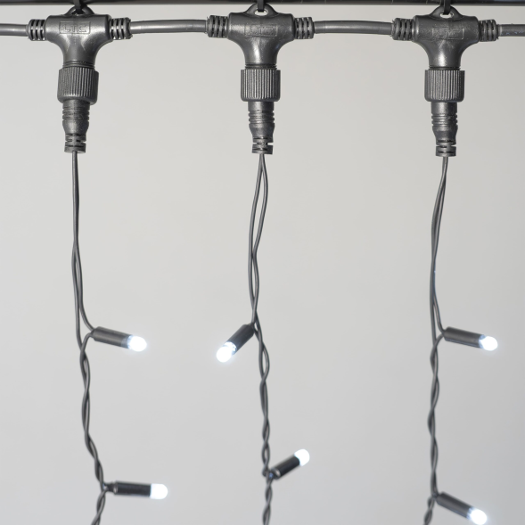 Светодиодный занавес 2*3 м., 600 LED, холодный белый, статика, черный провод каучук, LTC (ECO602-1-2W) 