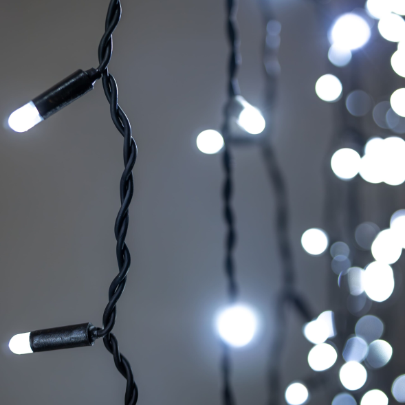 Светодиодный занавес 2*3 м., 600 LED, холодный белый, статика, черный провод каучук, LTC (ECO602-1-2W) 