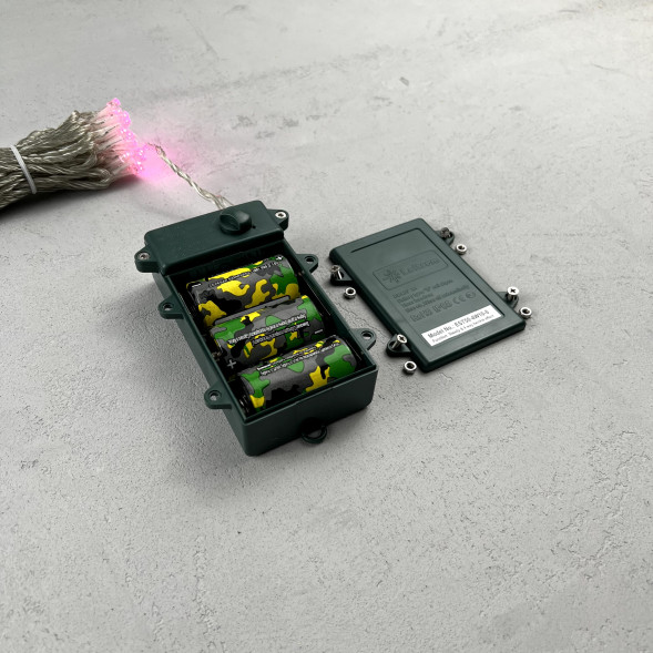 Светодиодная гирлянда 5 м., 3 батарейки типа D 4.5V, 50 LED ламп светло розового цвета, таймер, прозрачный провод, LTC (EST50-4W10-8BP) 