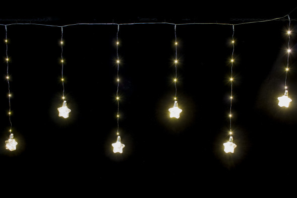 Гирлянда бахрома Звезда 3*0,7*0,5 м., 10 теплых-белых LED ламп, прозрачный провод, Winner Light (ww.02.4T.10L-8Star) 