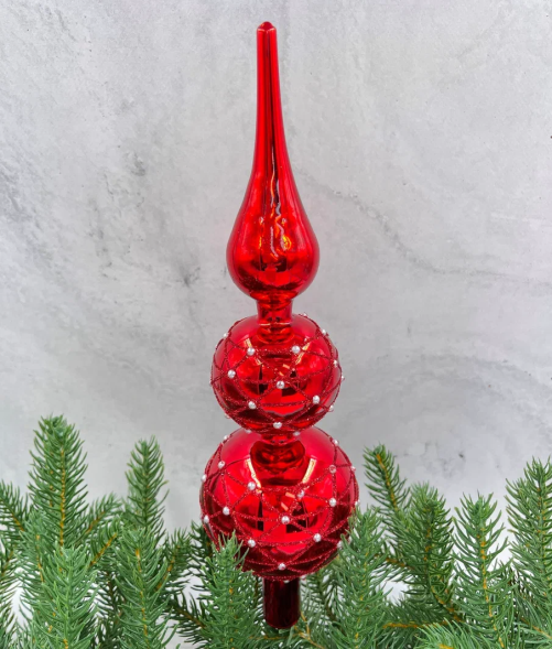 Елочная стеклянная макушка Закат 31 см., красный, Christmas DeLuxe (13170) 