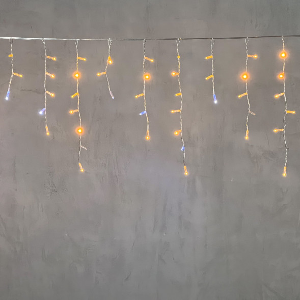Светодиодная бахрома с колпачком 3,1*0,5 м., 120 желтых LED ламп, мерцание, прозрачный провод ПВХ, IP65, LTC (PIL120BLWCAP-10-2Y) 