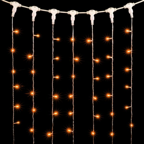 Светодиодный занавес 1*6 м., 600 желтых LED ламп, прозрачный провод ПВХ, LTC (PCL601-10-2Y) 