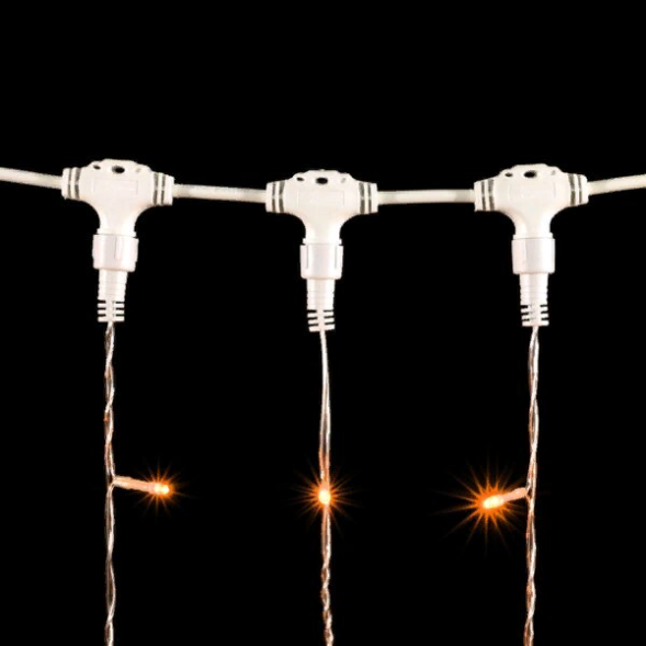  Светодиодный занавес 1*6 м., 600 желтых LED ламп, прозрачный провод ПВХ, LTC (PCL601-10-2Y) 