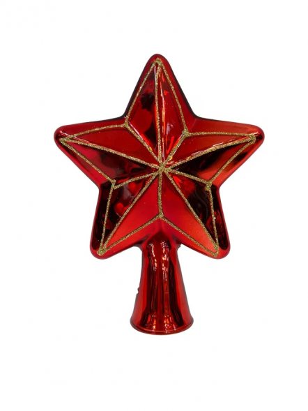 Елочная стеклянная макушка звезда Рубиновые лучи, 18 см., красный, Christmas DeLuxe (13958) 