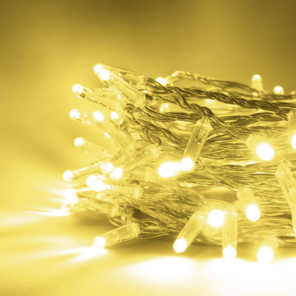 Светодиодная нить 10 м. с колпачком 24 В, 100 LED, шампань, прозрачный провод ПВХ, LTC (PST100CAP-10-1CH) 