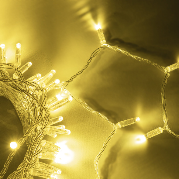 Светодиодная нить 10 м. с колпачком 24 В, 100 LED, шампань, прозрачный провод ПВХ, LTC (PST100CAP-10-1CH) 