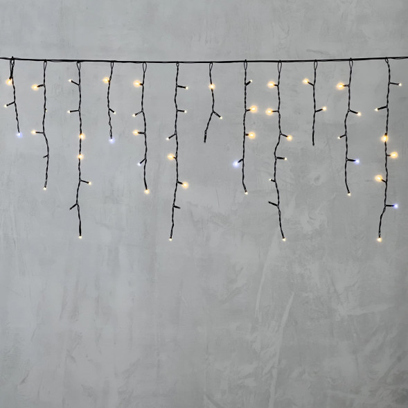 Светодиодная бахрома 3,1*0,5 м., 150 теплых белых LED ламп, мерцание, черный провод ПВХ, LTC (PIL150BLW-11-2WW) 