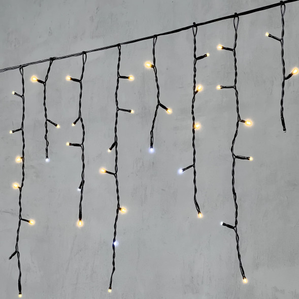 Светодиодная бахрома 3,1*0,5 м., 150 теплых белых LED ламп, мерцание, черный провод ПВХ, LTC (PIL150BLW-11-2WW) 