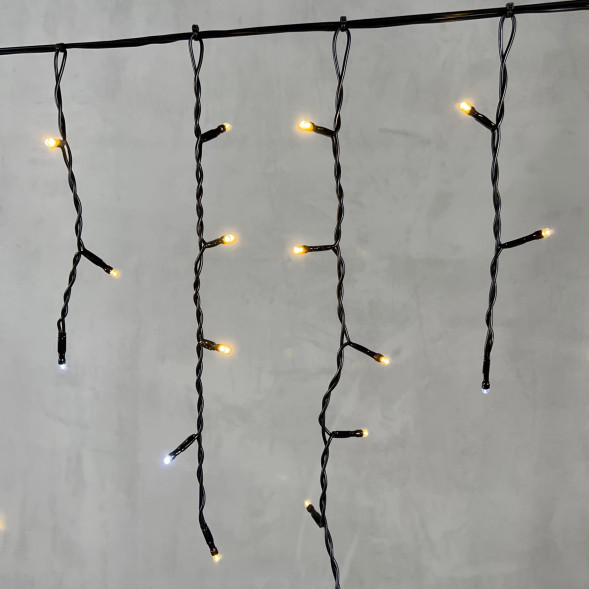 Светодиодная бахрома 3,1*0,5 м., 150 теплых белых LED ламп, мерцание, черный провод ПВХ, LTC (PIL150BLW-11-2WW) 