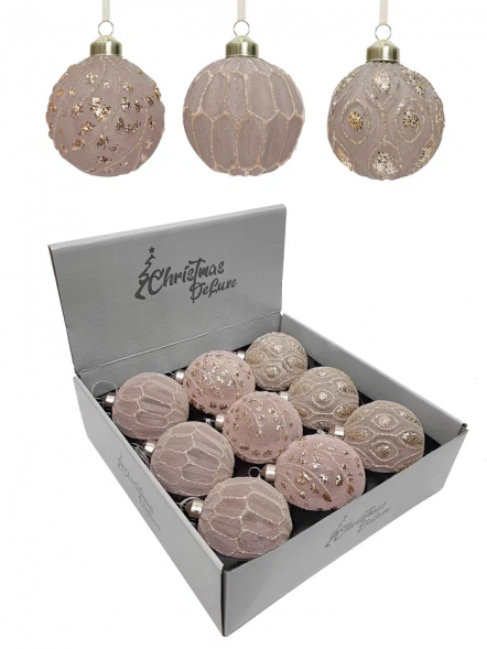 Набор винтажных стеклянных шаров Старый замок 80 мм., кремовый, 9 шт., Christmas DeLuxe (13041) 