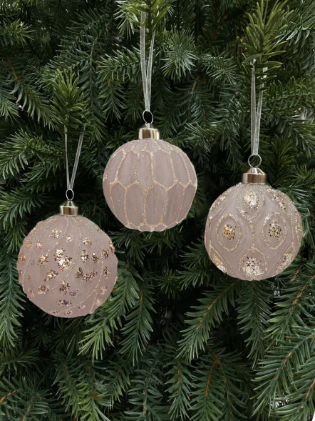 Набор винтажных стеклянных шаров Старый замок 80 мм., кремовый, 9 шт., Christmas DeLuxe (13041) 