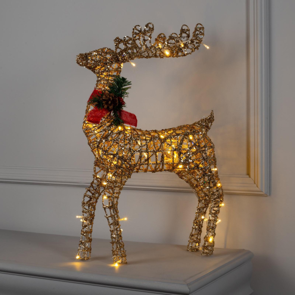Светодиодная фигура Олень золотистый 35×60×10 см., металл, 220 В, мерцание, Luazon Lighting (3662047) 