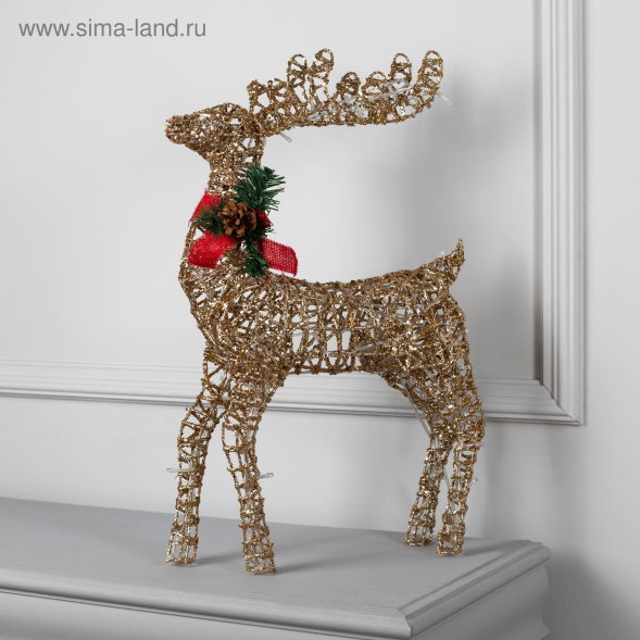 Светодиодная фигура Олень золотистый 35×60×10 см., металл, 220 В, мерцание, Luazon Lighting (3662047) 