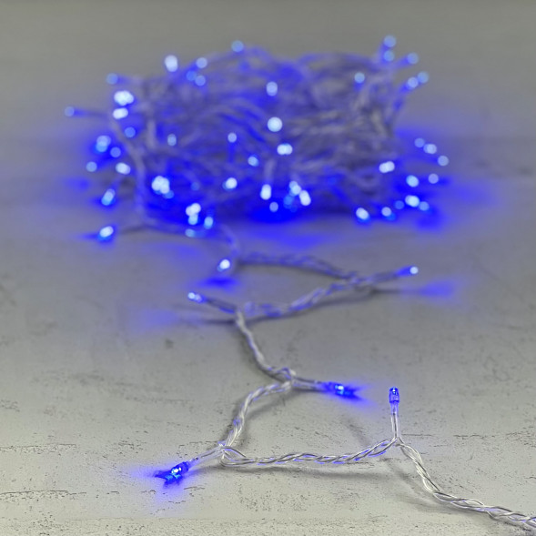 Светодиодная нить 100 синих LED ламп, 10 м., 24В., прозрачный провод ПВХ, LTC (PST100-10-1B) 
