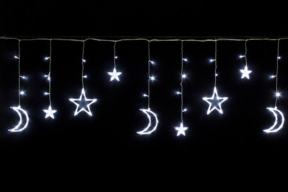 Гирлянда Бахрома Млечный путь 2,5*0,95*0,55 м., 138 холодных LED ламп, прозрачный провод, контроллер, Winner Light (w.02.5T.138.L+) 