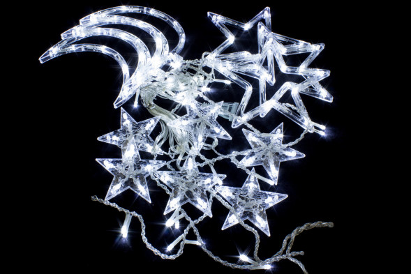Гирлянда Бахрома Млечный путь 2,5*0,95*0,55 м., 138 холодных LED ламп, прозрачный провод, контроллер, Winner Light (w.02.5T.138.L+) 