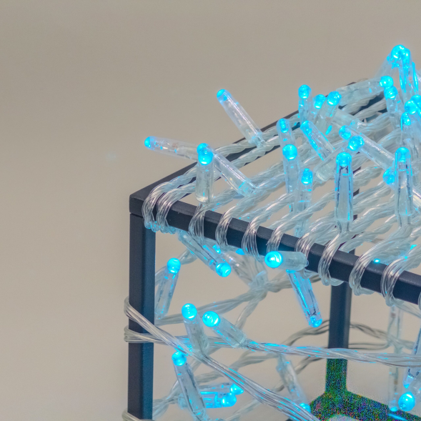 Светодиодная нить 10 м. с колпачком 24 В, 100 LED, небесно-голубая, прозрачный провод ПВХ, LTC (PST100CAP-10-1SB) 