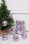 Набор пластиковых шаров Анет 80 мм., лиловый перламутр, 6 шт., ЕлкиТорг (150314)
