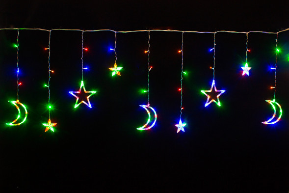 Гирлянда Бахрома Млечный путь 2,5*0,95*0,55 м., 138 разноцветных LED ламп, прозрачный провод, контроллер, Winner Light (M.02.5T.138.L+) 