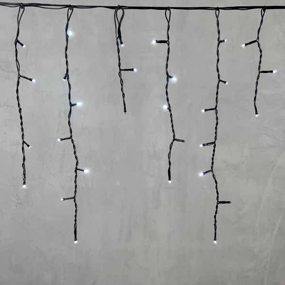 Светодиодная бахрома 3,1*0,5 м., 150 холодных белых LED ламп, мерцание, черный провод ПВХ, LTC(PIL150BLW-11-2W) 
