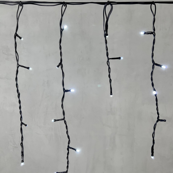 Светодиодная бахрома 3,1*0,5 м., 150 холодных белых LED ламп, мерцание, черный провод ПВХ, LTC(PIL150BLW-11-2W) 