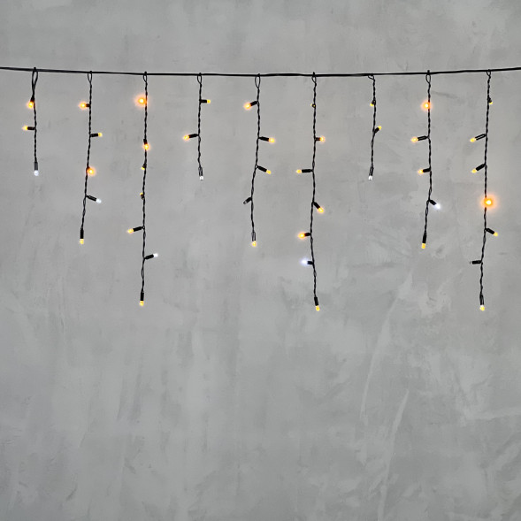 Светодиодная бахрома с колпачком 3,1*0,5 м., 120 желтых LED ламп, мерцание, черный провод ПВХ, IP65, LTC (PIL120BLWCAP-11-2Y) 