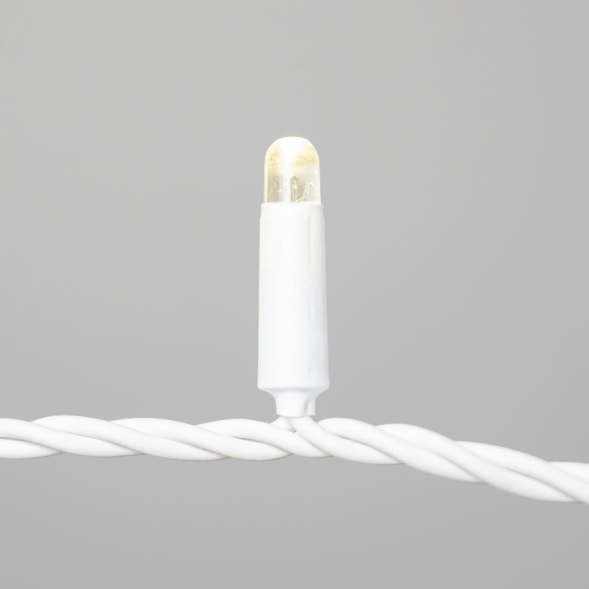 Светодиодная нить 10 м., 24 В, 100 LED, тепло-белая, белый провод каучук, LTC (ECO100-8-1WW) 
