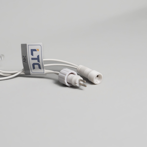 Светодиодная нить 10 м., 24 В, 100 LED, тепло-белая, белый провод каучук, LTC (ECO100-8-1WW) 