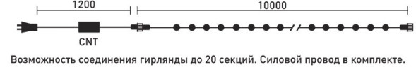 Светодиодная гирлянда мерцающая 10 м, 220-230V., 100 теплых белых LED ламп, черный ПВХ, Beauty Led (PST100BL-11-2WW) 