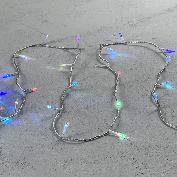 Светодиодная гирлянда 200 разноцветных LED ламп с RGB светодиодом, 20 м., 24V., черный силиконовый провод, IP65, Beauty Led (EST200-10-1RGB) 