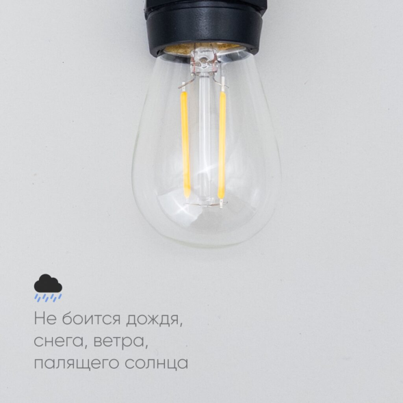 Лампа Филаментная H60 мм. 220В, цоколь E27, 2 Вт, Тепло-белая, 2700К, LTC (FLM27-2W-2WW) 