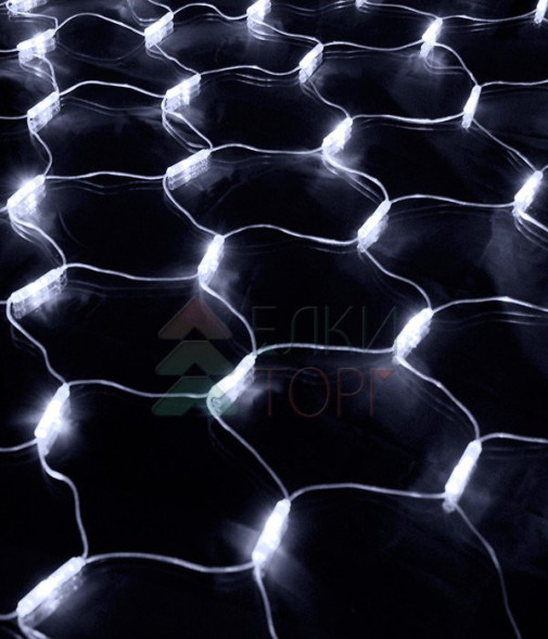 Светодиодная гирлянда сетка с контроллером 2*2 м., 256 холодных белых LED ламп, прозрачный ПВХ, LTC (NTL256C-10-2W) 