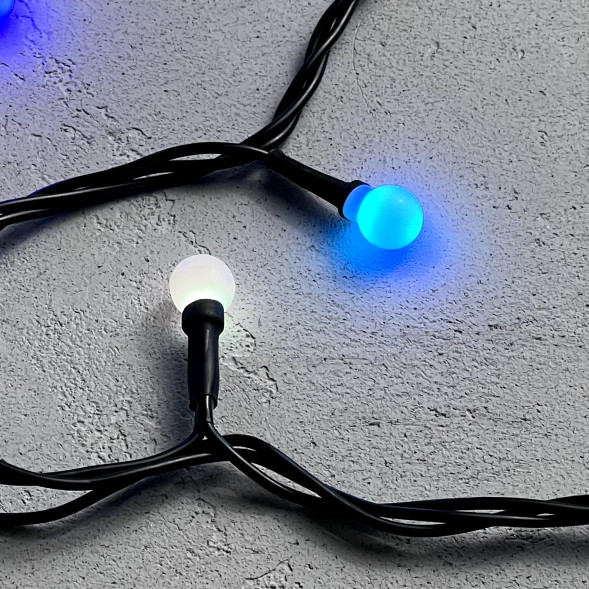 Светодиодная гирлянда шарики Fiesta, 10 м., 100 RGB LED  ламп 13 мм , черный ПВХ, LTC (RGB SB100-1-2RGB) 