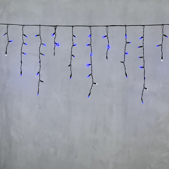 Светодиодная бахрома с колпачком 3,1*0,5 м., 120 синих LED ламп, мерцание, черный провод ПВХ, IP65, LTC (PIL120BLWCAP-11-2B) 