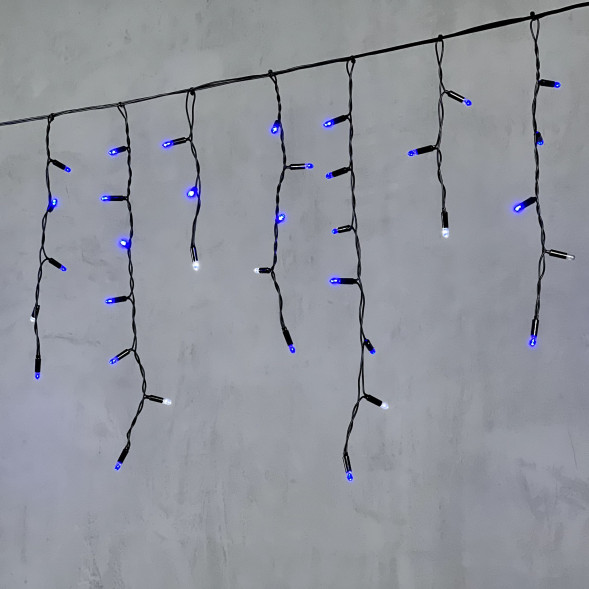Светодиодная бахрома с колпачком 3,1*0,5 м., 120 синих LED ламп, мерцание, черный провод ПВХ, IP65, LTC (PIL120BLWCAP-11-2B) 