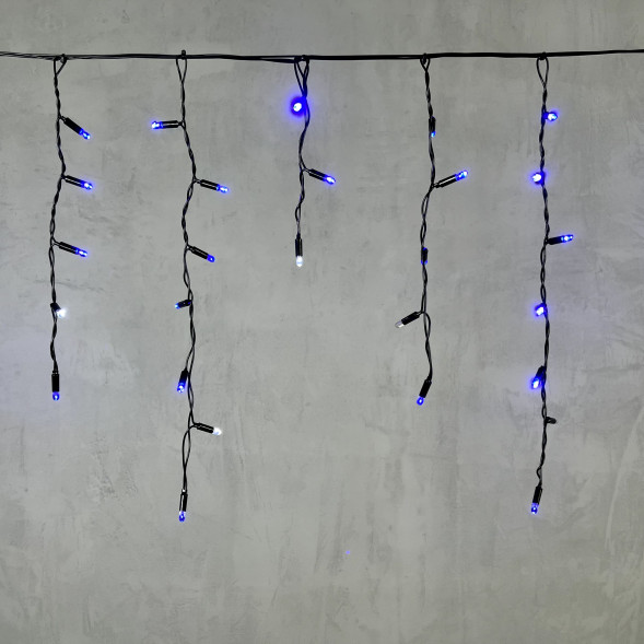 Светодиодная бахрома с колпачком 3,1*0,5 м., 120 синих LED ламп, мерцание, черный провод ПВХ, IP65, LTC (PIL120BLWCAP-11-2B) 