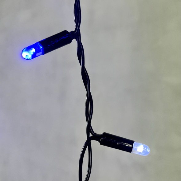 Светодиодная бахрома с колпачком 3,1*0,5 м., 120 синих LED ламп, мерцание, черный провод ПВХ, IP65, LTC (PIL120BLWCAP-11-2B) 