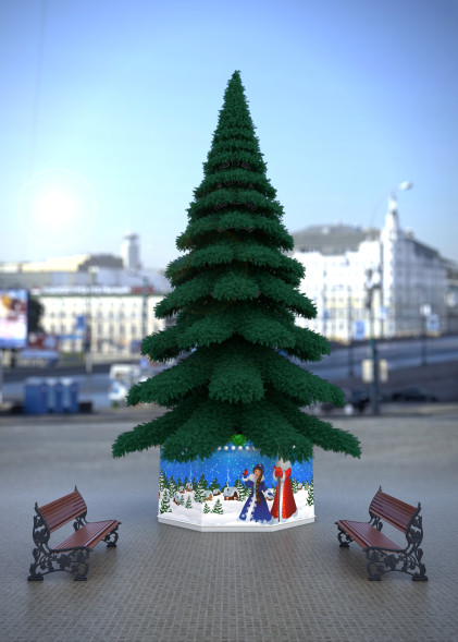 Уличная елка Таежная Премиум зеленая 15 м., ствольная, ПВХ, Green Trees (GT15TAPVC) 