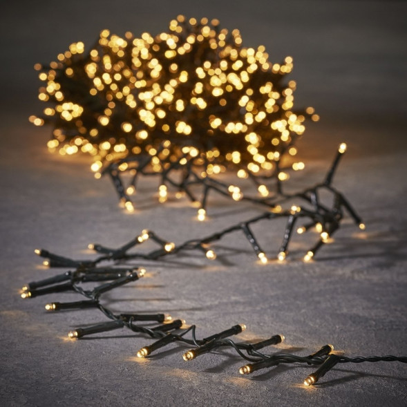 Светодиодная нить Snake Light 1000 теплых белых ламп, 20 м., 24В, 8 режимов, зеленый провод, для елки 230-260 см., Christmas DeLuxe (83783) 