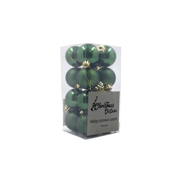 Набор пластиковых шаров Милена 40 мм., зеленый, 16 шт., Christmas DeLuxe (87049) 