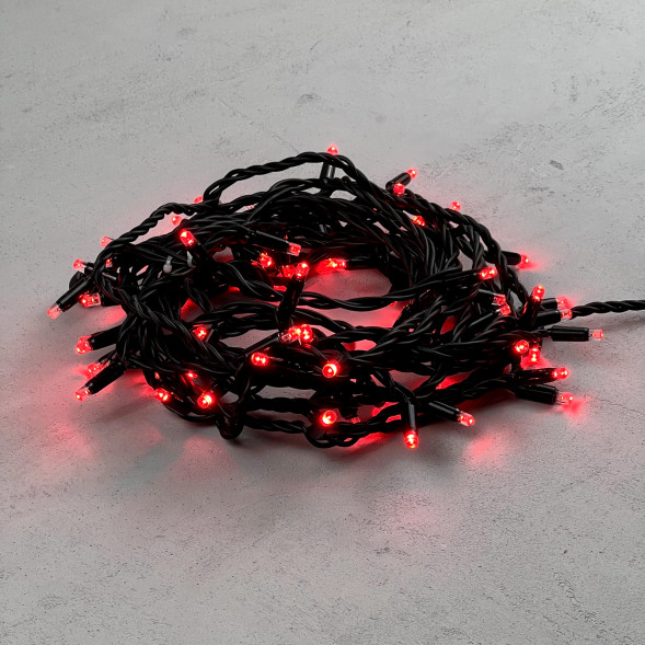 Гирлянда Нить 10 м., красный, 220В, 75 LED, Провод Черный Каучук, IP65, LTC (LL75-1-2R)  