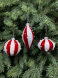 Набор стеклянных украшений Белуччи 80 мм., красный с белым, 9 шт., Christmas DeLuxe (13080) 