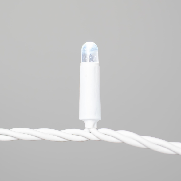 Светодиодная нить 10 м., 24 В, 100 LED, холодный белый, белый провод каучук, LTC (ECO100-8-1W) 