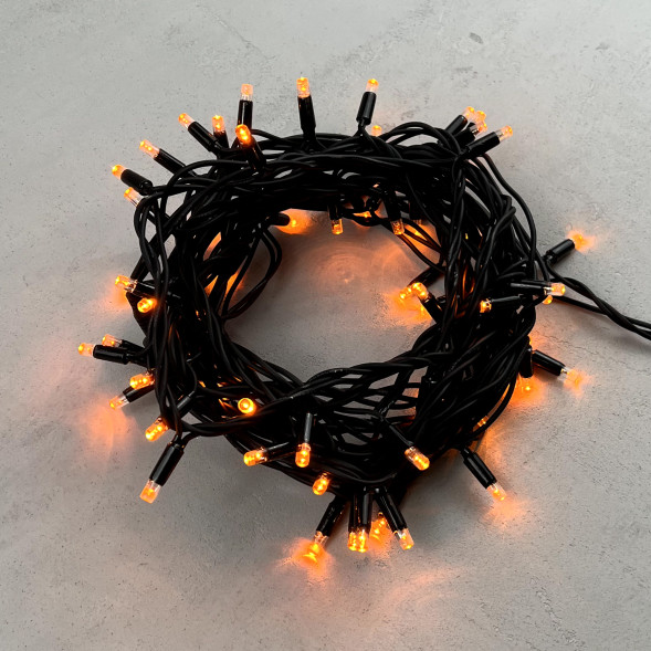 Гирлянда Нить 10 м., желтый, 220В, 75 LED, Провод Черный Каучук, IP65, LTC (LL75-1-2Y)  