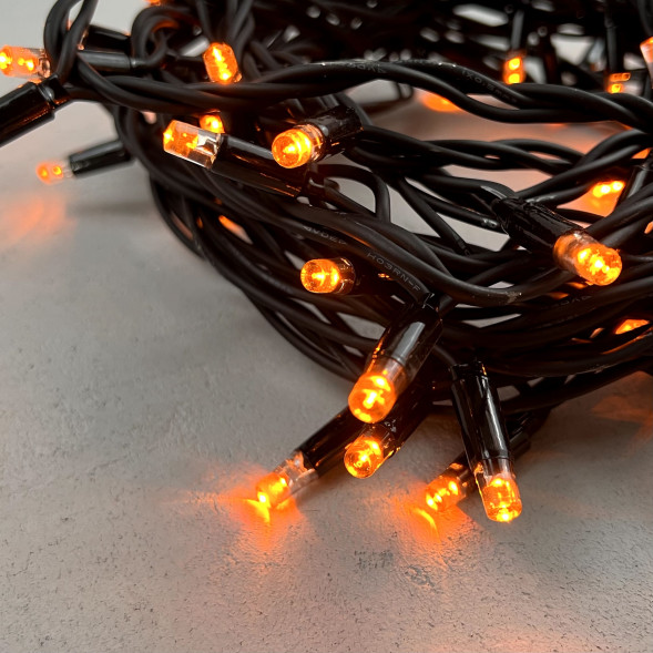 Гирлянда Нить 10 м., желтый, 220В, 75 LED, Провод Черный Каучук, IP65, LTC (LL75-1-2Y)  